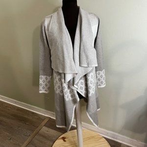 Evolution by Cyrus Chiana Graphic Geometric Cowl Neck Open Long Cardigan